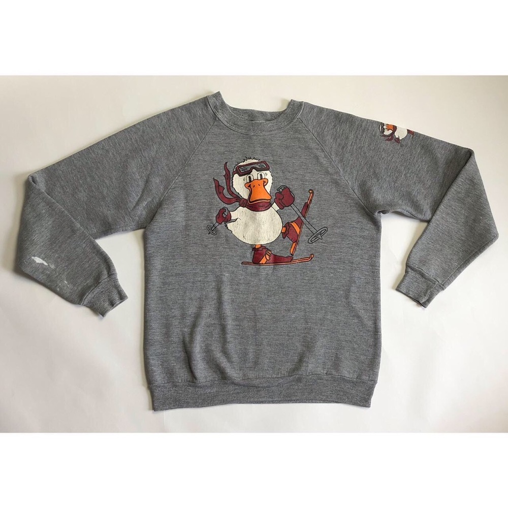 Vintage 70’s Graphic Duck Skiing Sweatshirt Medium